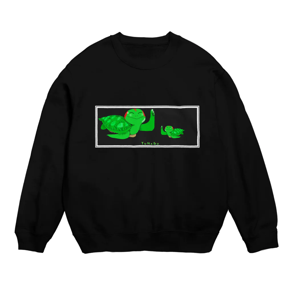 かめんちゅ(亀人)のTUNAGU(黒用。オシャレな二重線枠) Crew Neck Sweatshirt