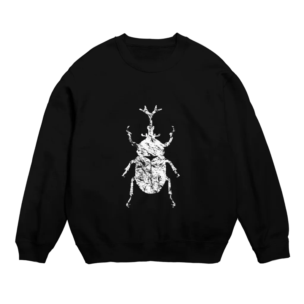 chicodeza by suzuriのホワイトシルエットカブトムシ Crew Neck Sweatshirt