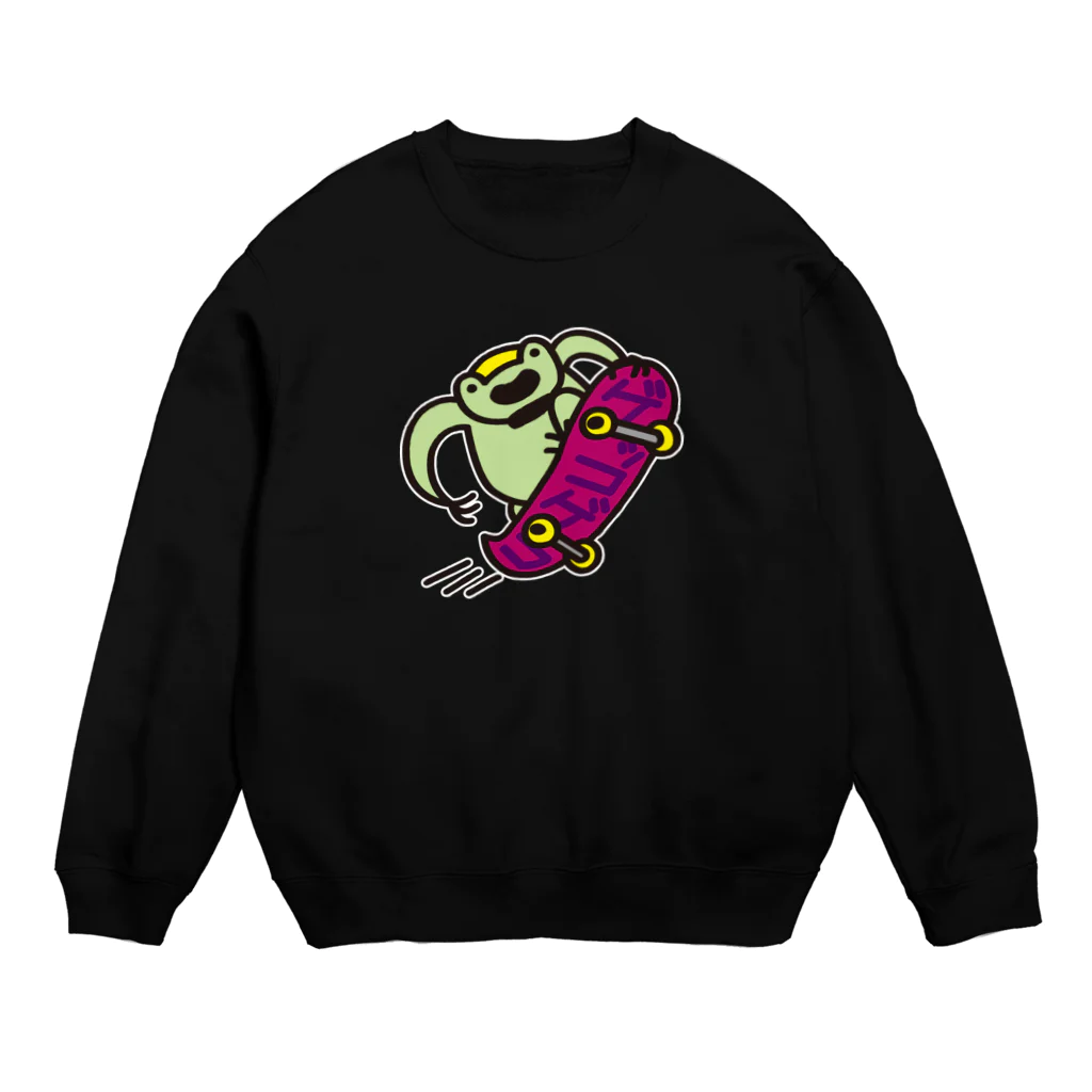 ただとま屋の陽気なカエルの攻めたスケボー Crew Neck Sweatshirt