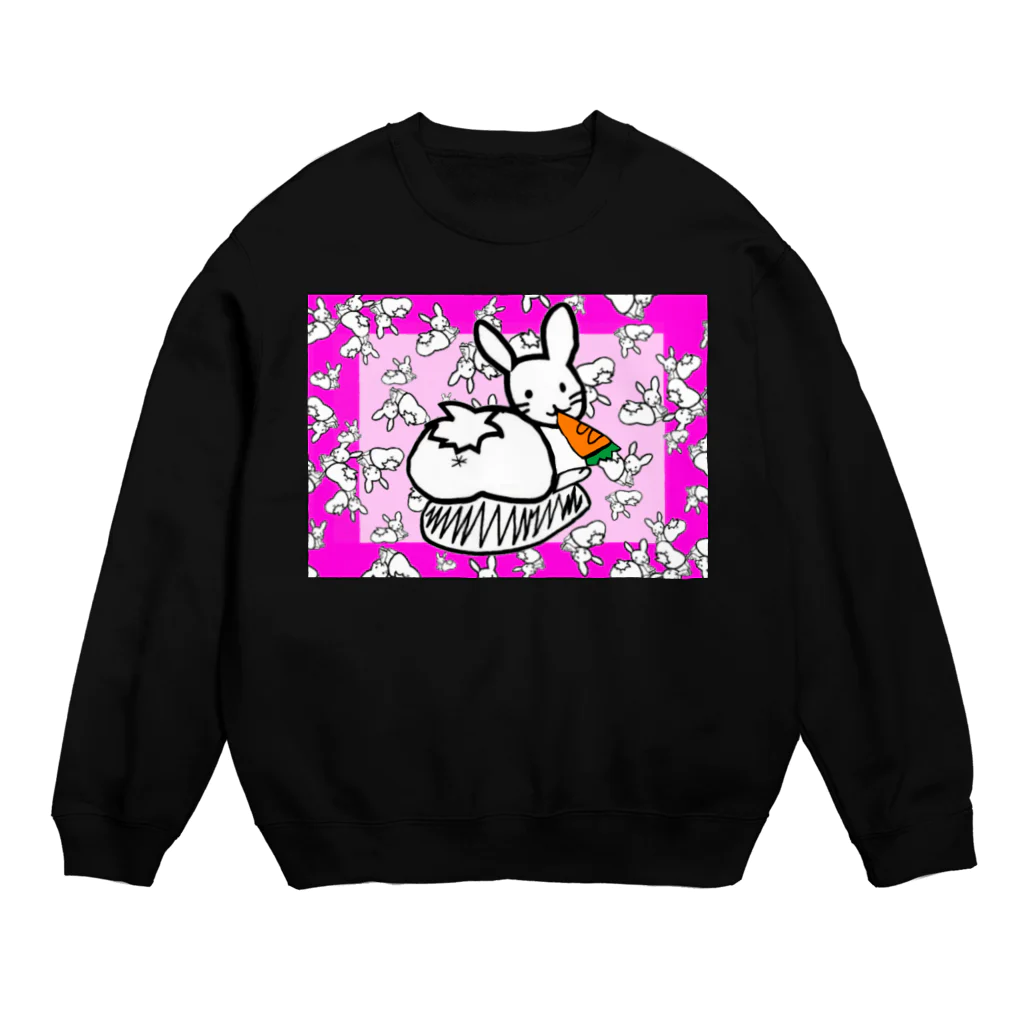 🤍一ノ瀬 彩 🐇⸒⸒ suzuri支店🤍のｶｵｽうさぎ:桃【多+1】 Crew Neck Sweatshirt