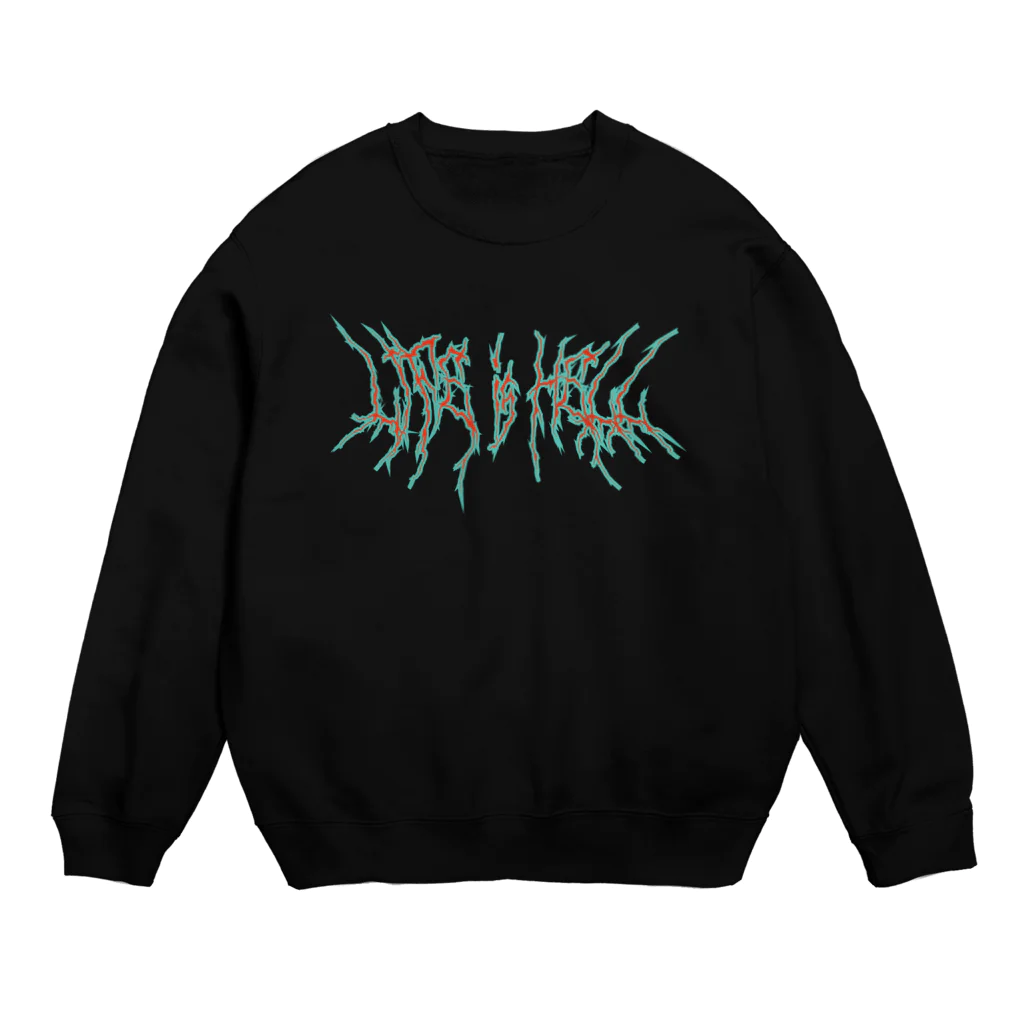 Parallel Imaginary Gift ShopのLife is Hell（Orange） Crew Neck Sweatshirt