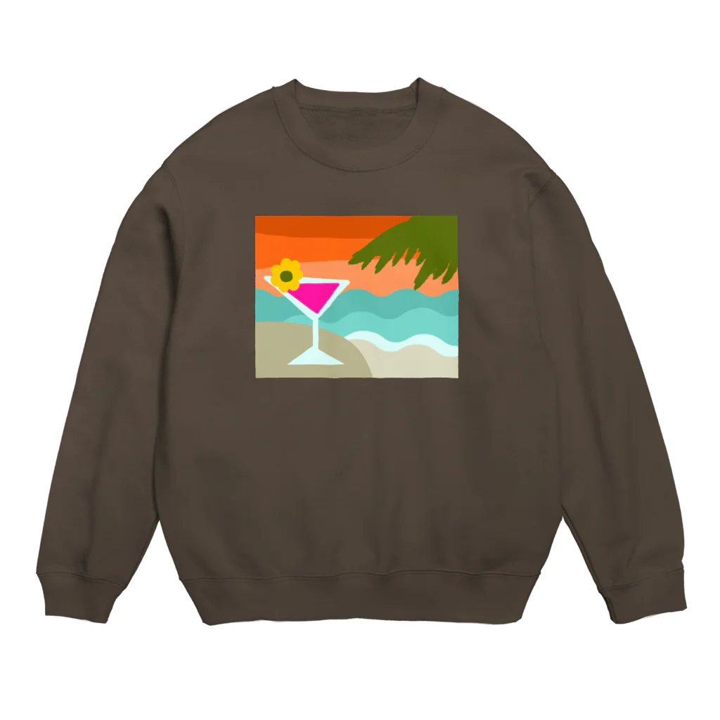 sandy-mのサンセットビーチでカクテルを Crew Neck Sweatshirt