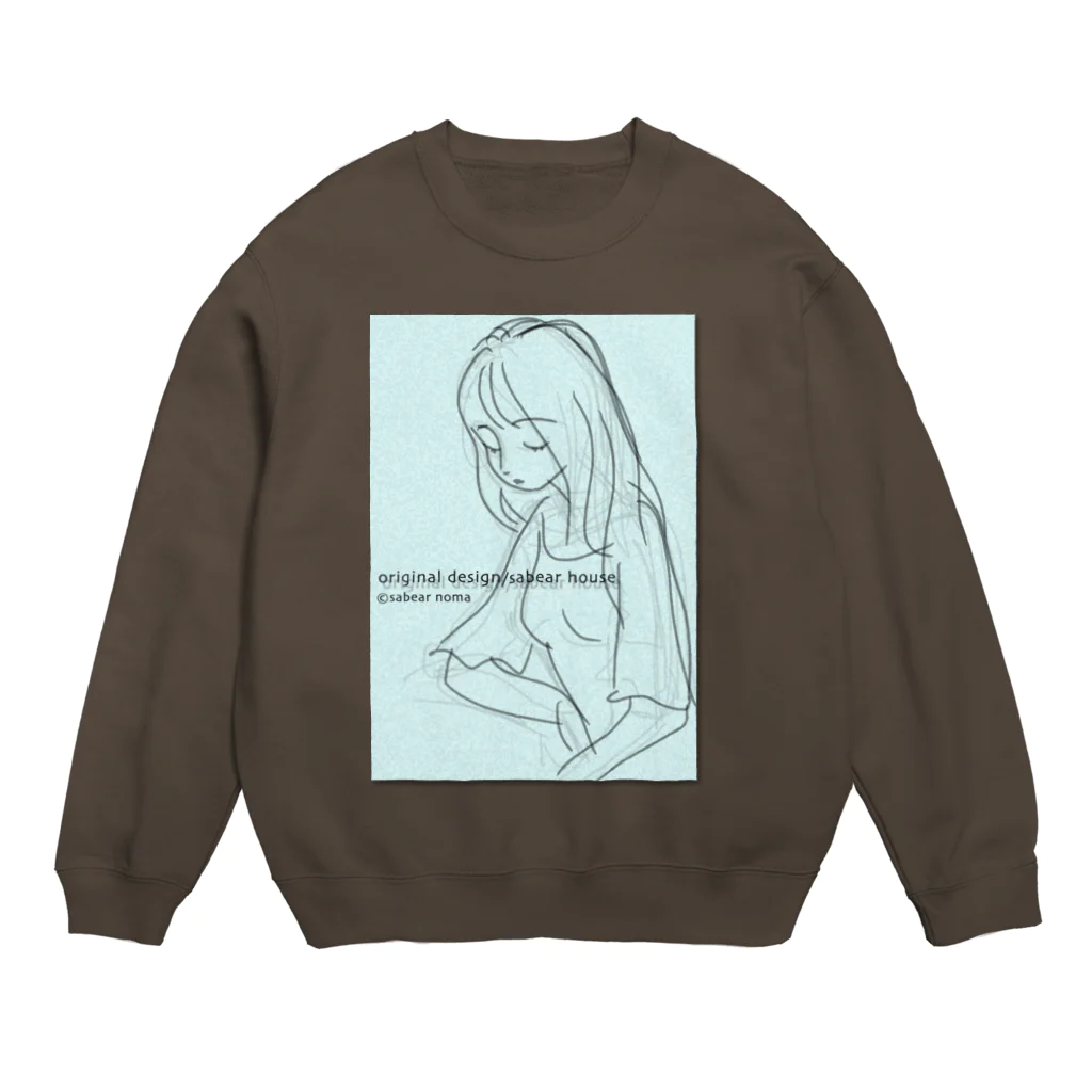 obosa_DENS/SABEAR_shop ＠SUZURIのrough drawing girl-1_ウェア Crew Neck Sweatshirt