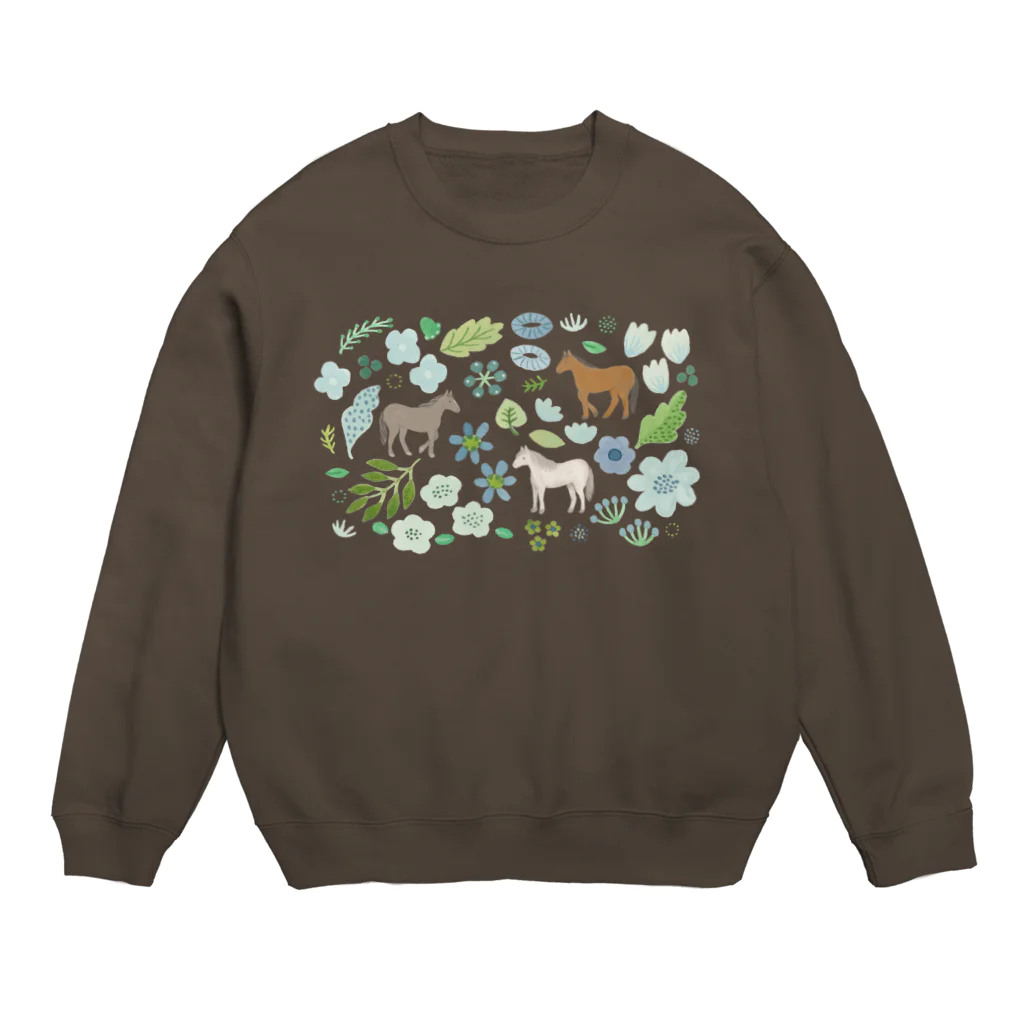 umaumaのgreen horses Crew Neck Sweatshirt