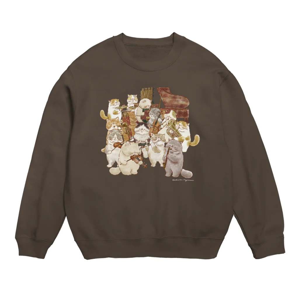 coeur.yu（クードットユー）の猫の音楽隊（ロゴカラー：ホワイト） Crew Neck Sweatshirt