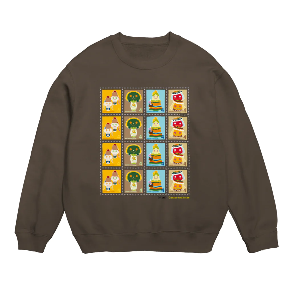 Quatre Illustrationのキャトル切手_お野菜ファッションB 4×4 Crew Neck Sweatshirt