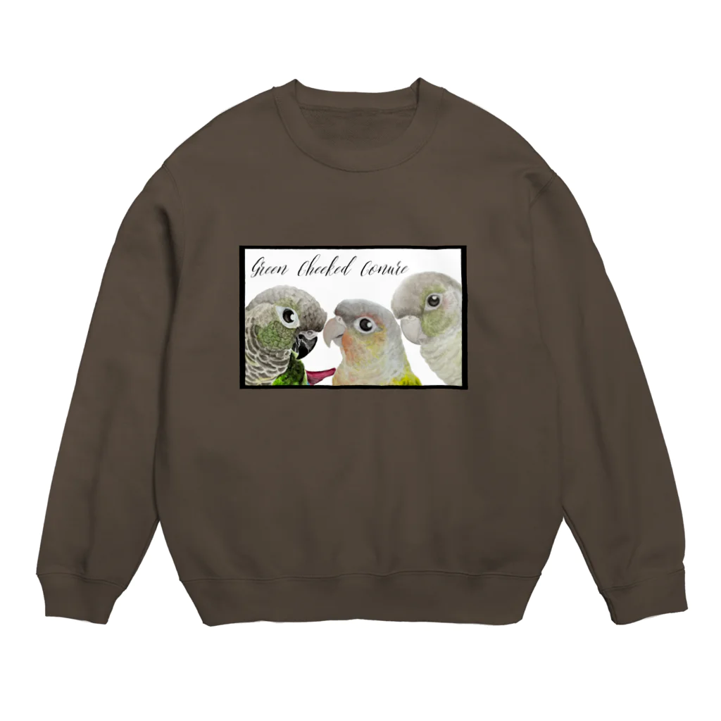 mariechan_koboの049 ウロコインコset シンプルフレームB Crew Neck Sweatshirt