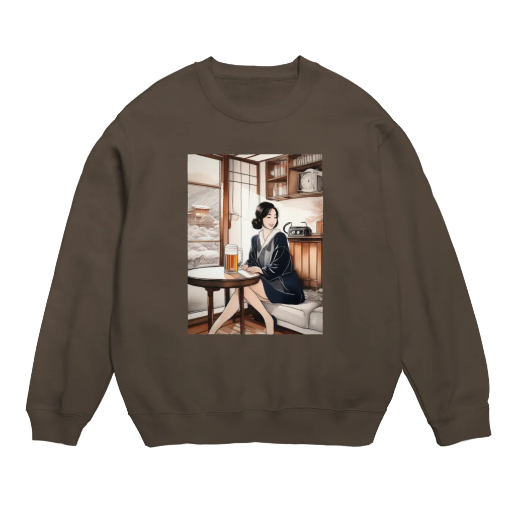 MistyStarkの日本人女性冬ビール Crew Neck Sweatshirt