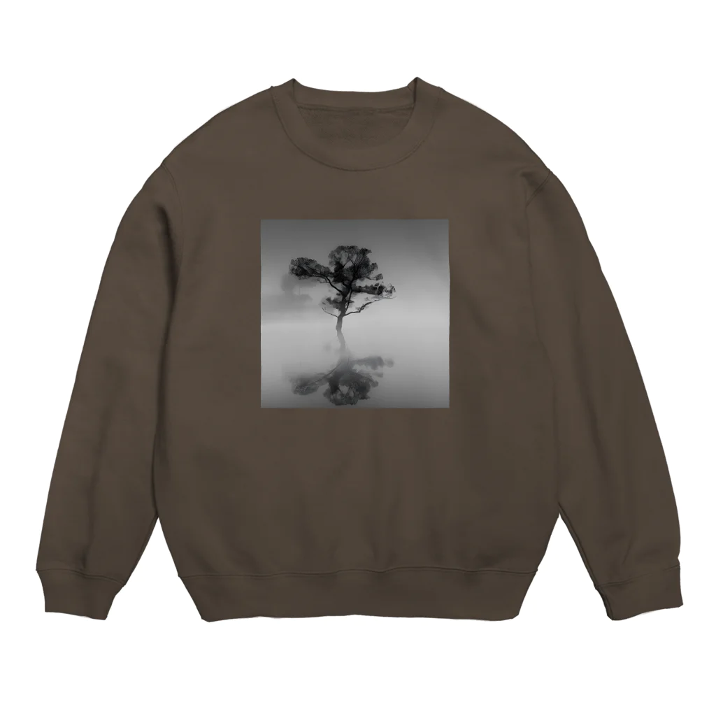 million-mindの朝靄の湖畔に浮かぶ木 Crew Neck Sweatshirt