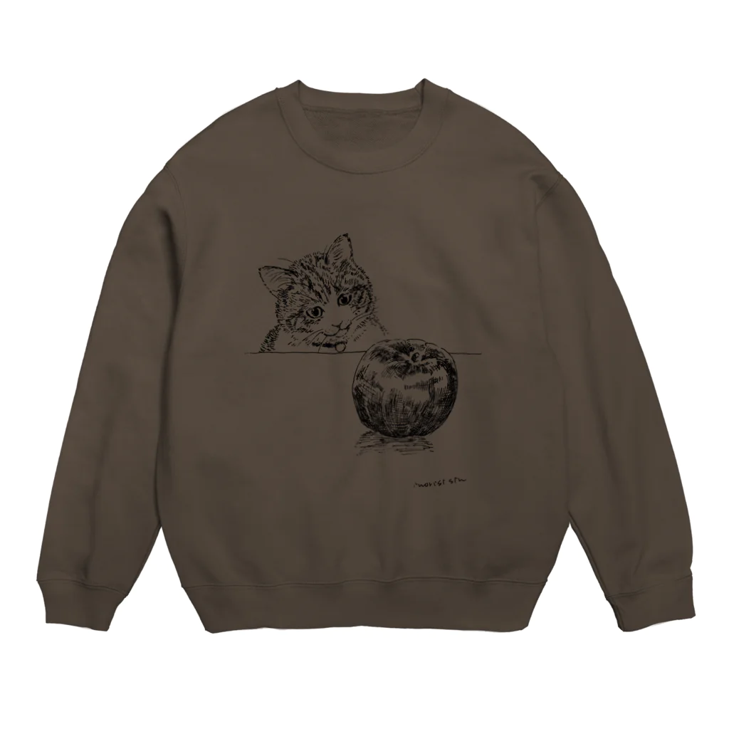 イノリシ　シンの猫とりんご Crew Neck Sweatshirt