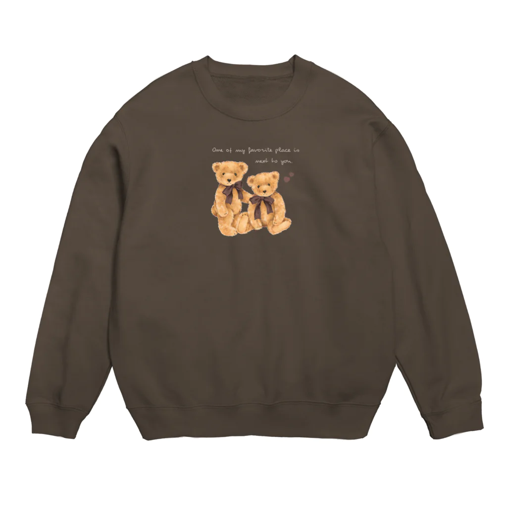 chourire toujoursのteddybear🧸🧸brown ribbon Crew Neck Sweatshirt