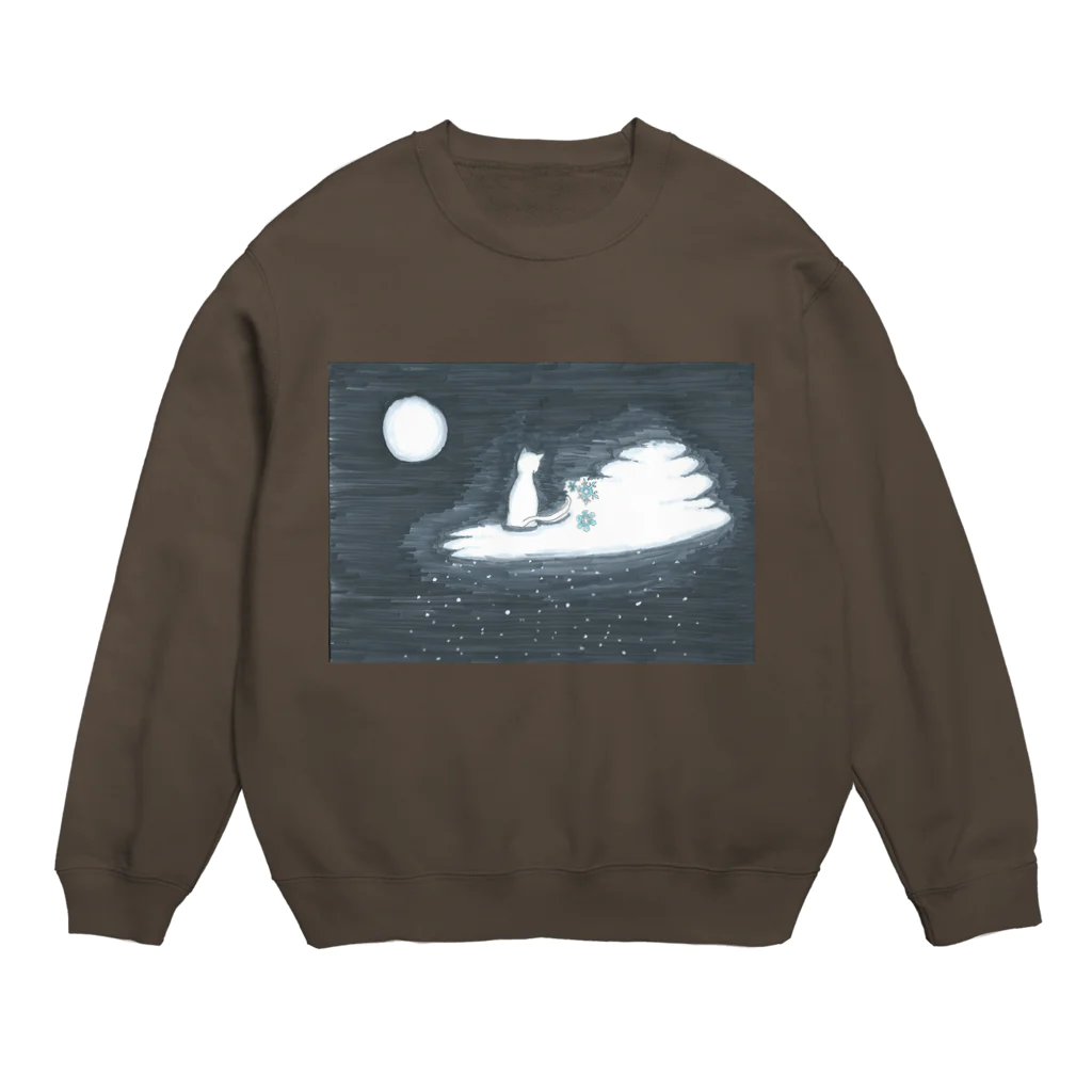 ルイフの一号店の雪降らしの猫 Crew Neck Sweatshirt