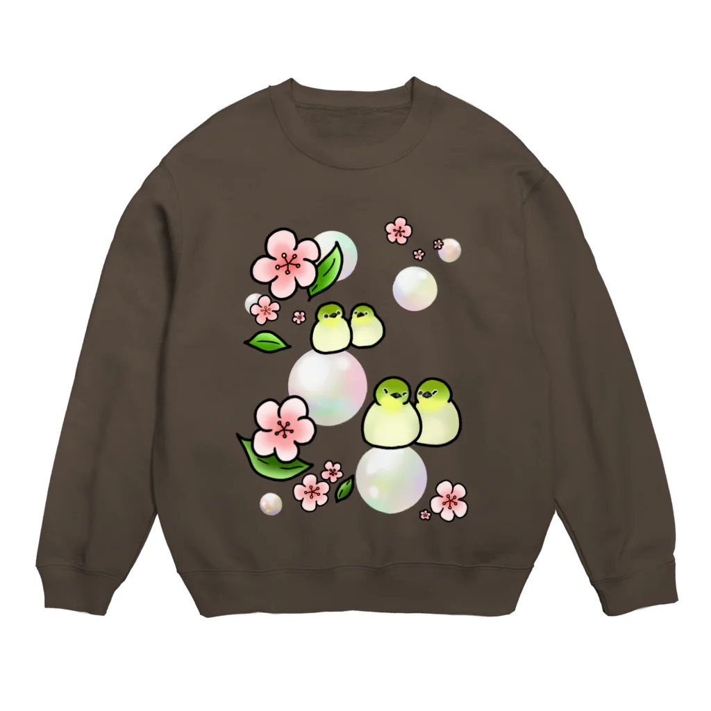 Lily bird（リリーバード）のほわほわメジロ梅 Crew Neck Sweatshirt