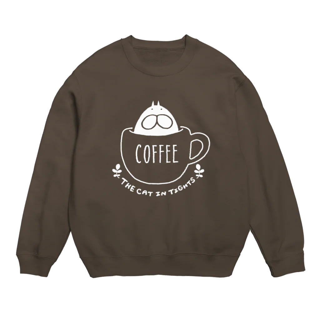 くらきち ONLINE SHOPのねこタイツ コーヒー ホワイト Crew Neck Sweatshirt
