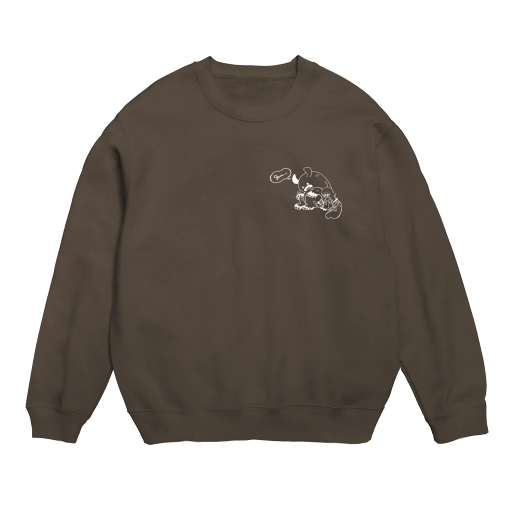 Wooperのおいしい？　白 Crew Neck Sweatshirt