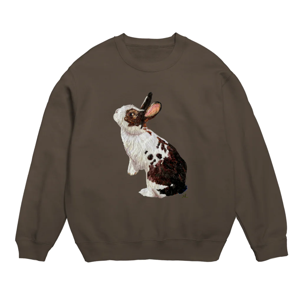 rabbit loverのフワフワうさぎ（茶ぶち） Crew Neck Sweatshirt