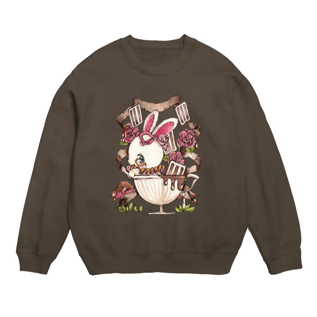 Atelier cinnamonの不思議の国のアリス×チョコレート／時計ウサギ／Ateliecinnamon Crew Neck Sweatshirt