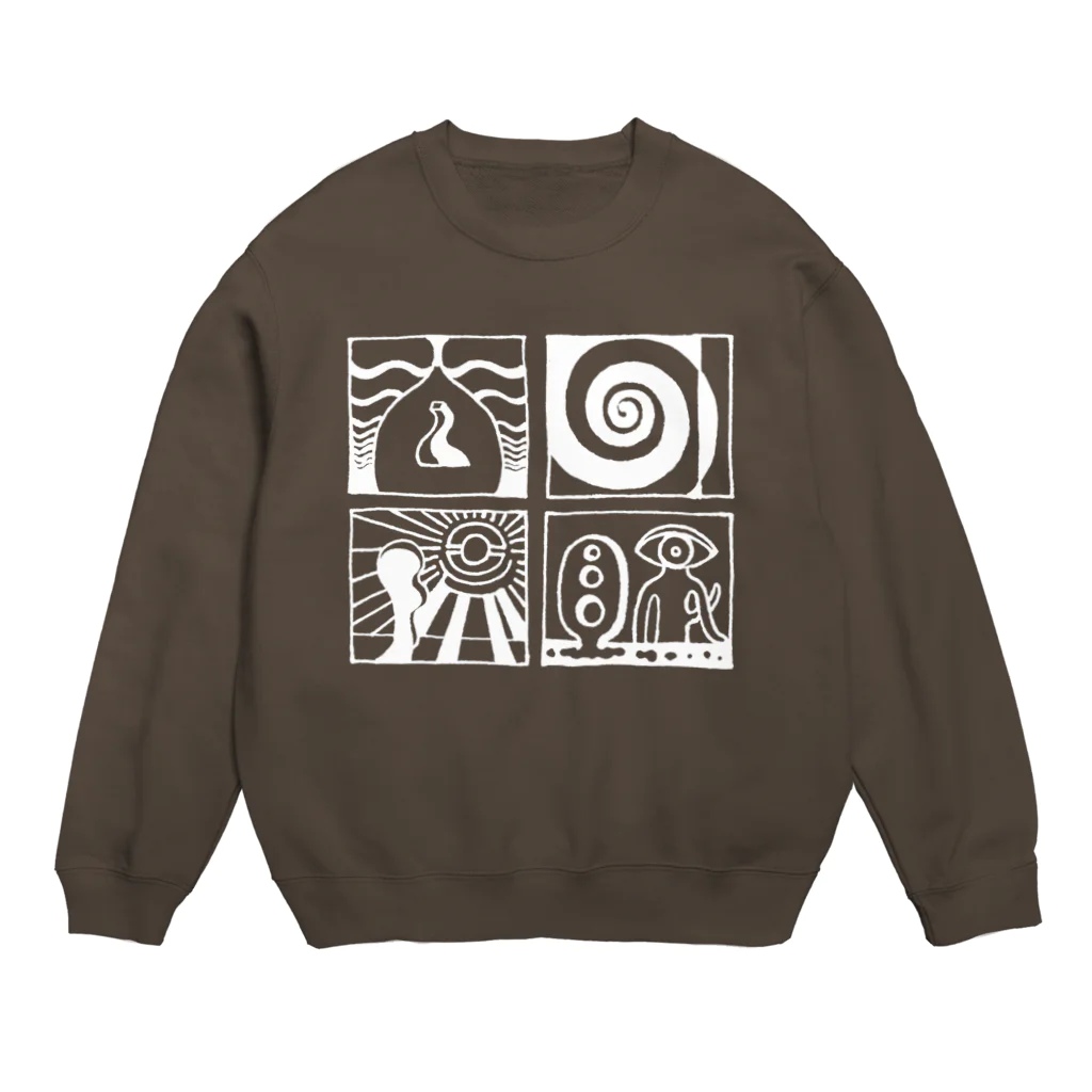 太陽の眼の太陽の眼 文字絵(白/前面) Crew Neck Sweatshirt