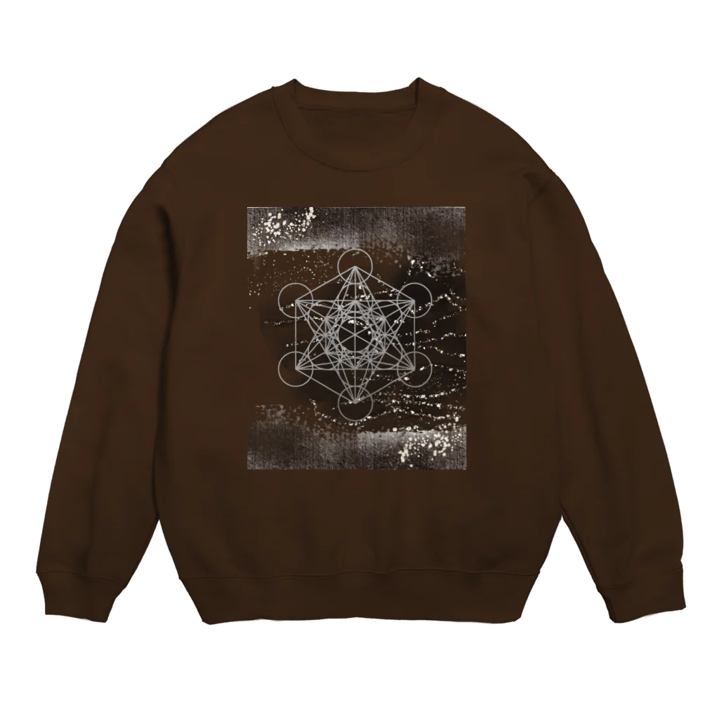 Metatron’s Cube Cosmosのメタトロンキューブ　モノクローム Crew Neck Sweatshirt