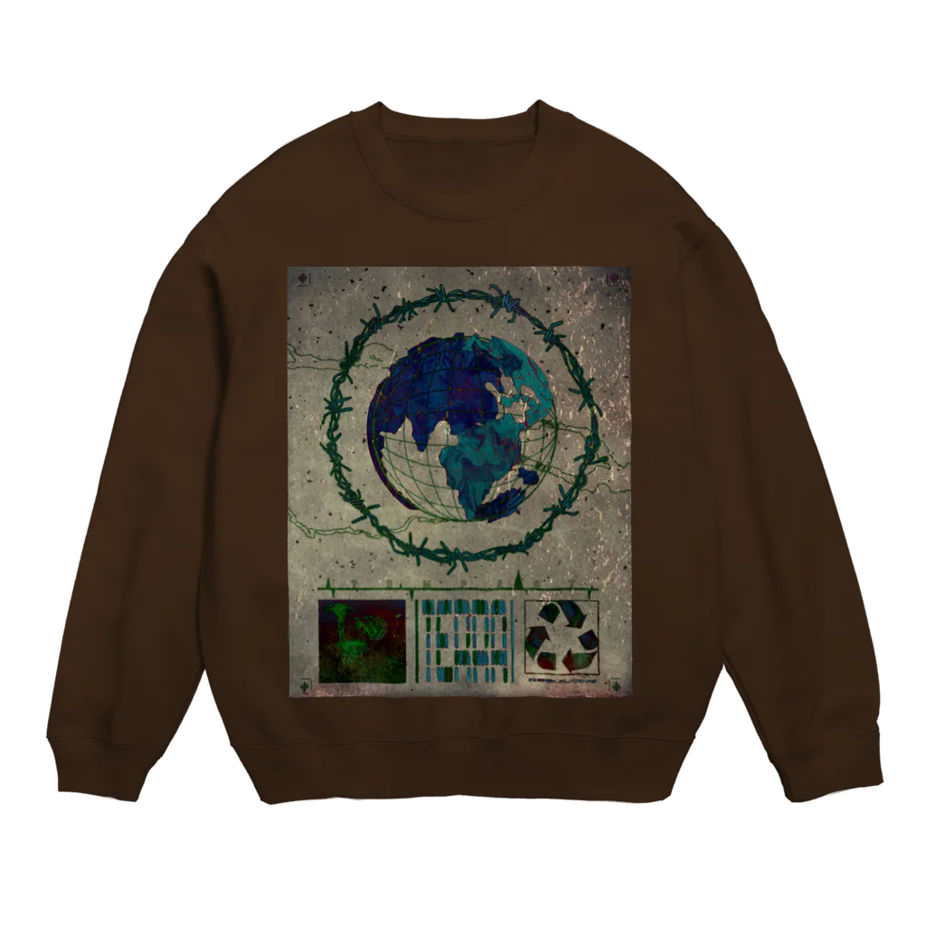 おぼのWIRE EARTH (WHITE) Crew Neck Sweatshirt