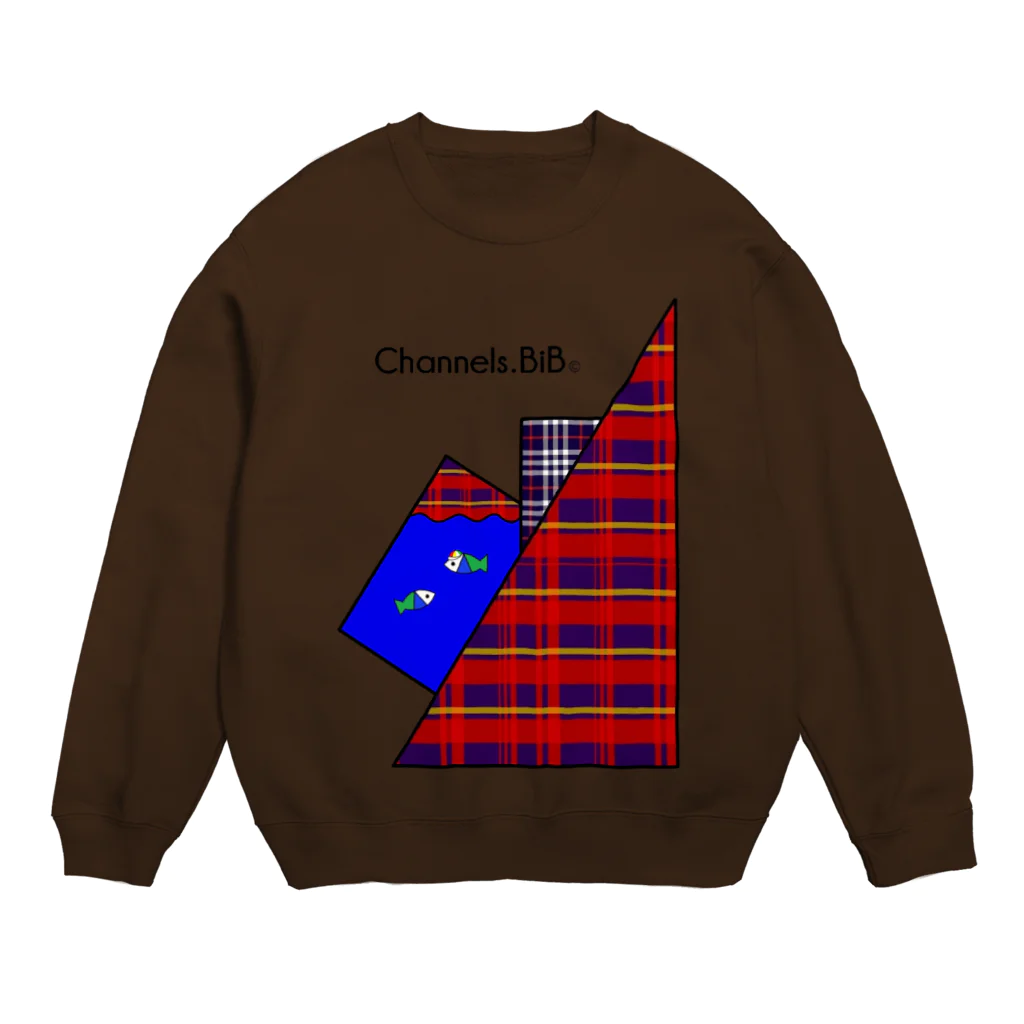 Channels.BiBのさかなロゴ　ちぇっくぼっくすすいそう Crew Neck Sweatshirt