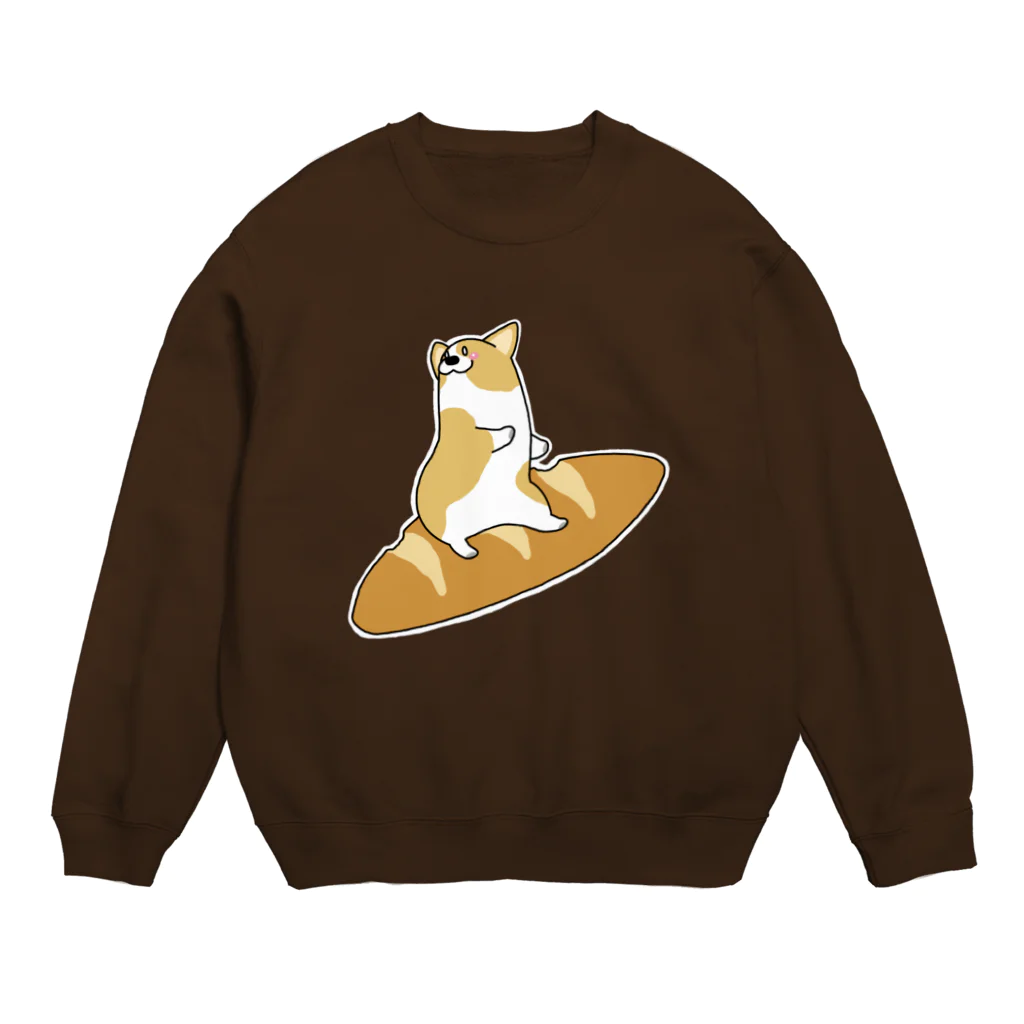 5corgisの颯爽とパンを乗りこなすコーギー Crew Neck Sweatshirt