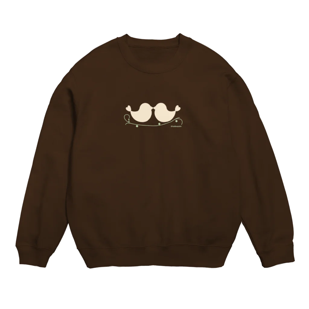 文鳥Familyの2羽の仲良し小鳥のシルエット Crew Neck Sweatshirt