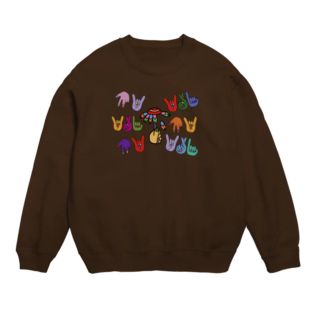 うめぼしととまととごはん。のすき？きらい？お花占い中。からふるバージョン。 Crew Neck Sweatshirt