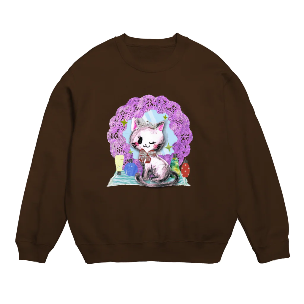 コラージュイラスト作家なおちるのおしゃれキャット2 Crew Neck Sweatshirt