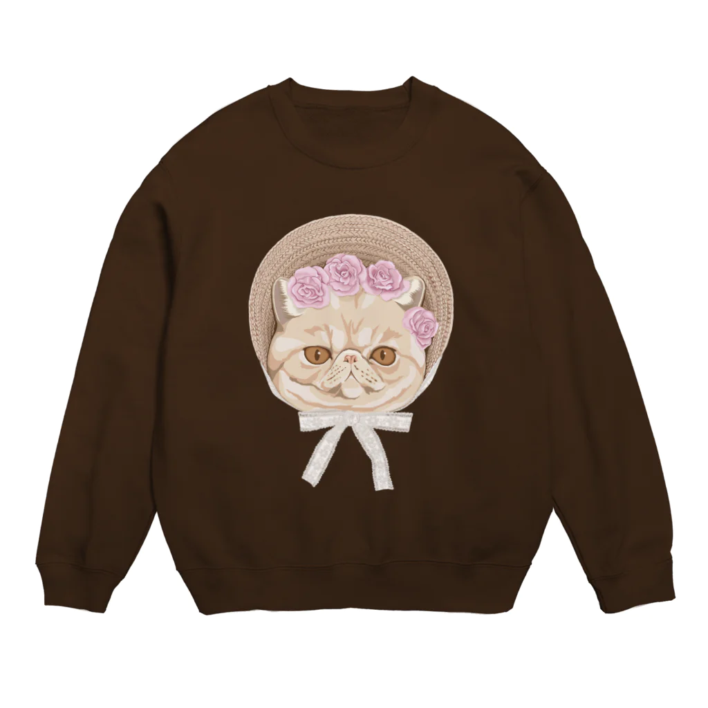 LaminaのExotic shorthair×ボンネット帽 Crew Neck Sweatshirt