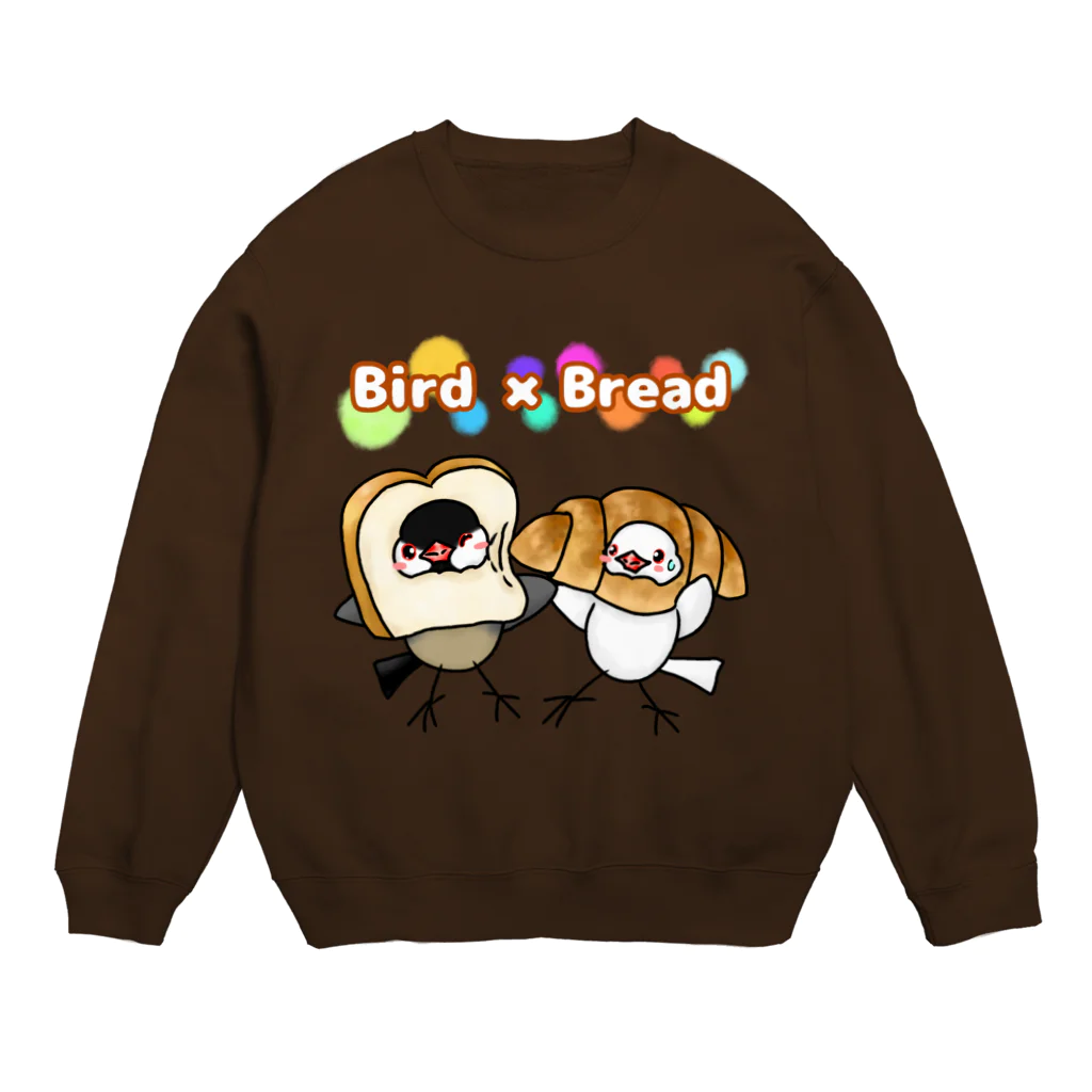 Lily bird（リリーバード）のパンの着ぐるみ文鳥ず Crew Neck Sweatshirt