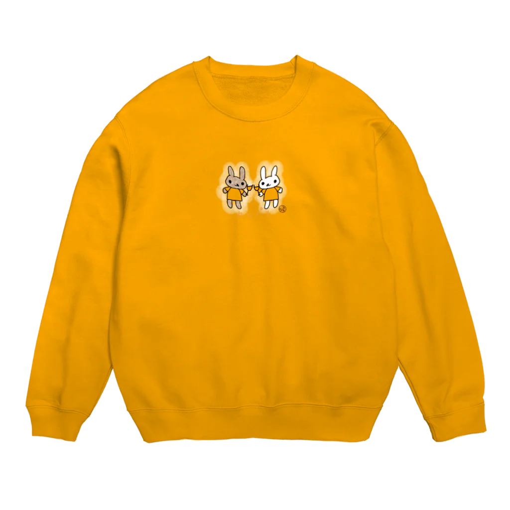 grk0 🌟ウサギのチャとシロ〜時々カッパの着せ替え　チャとシロ　カンパイ Crew Neck Sweatshirt