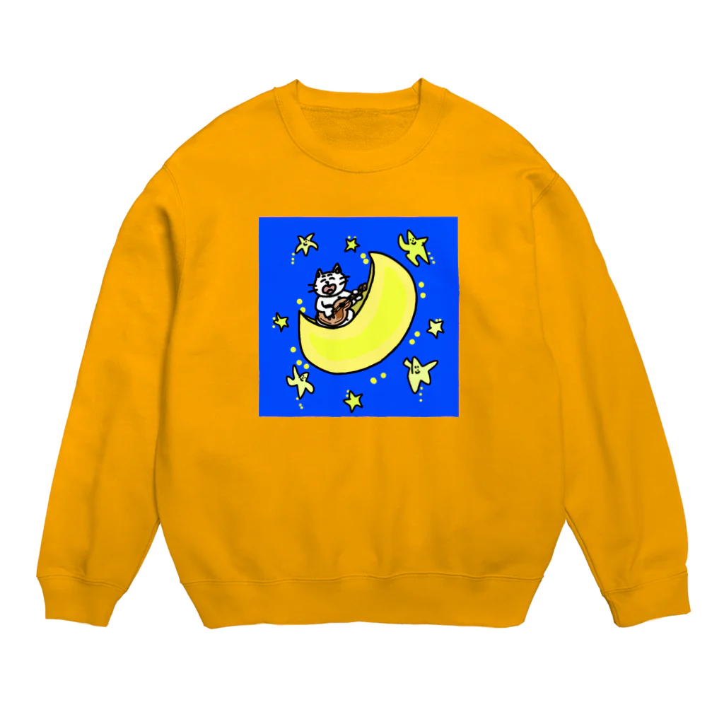 Number.14の月夜に歌うネコ Crew Neck Sweatshirt