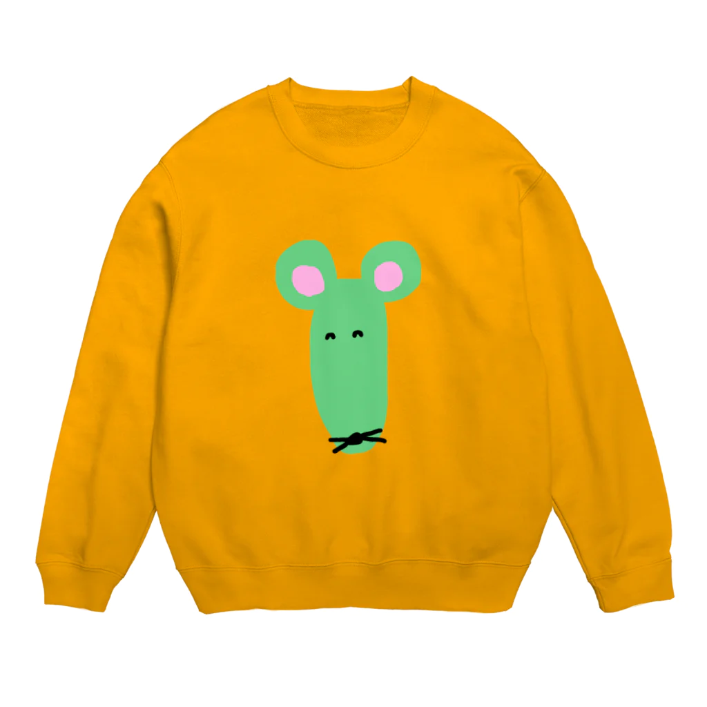 tori_doriのかおながネズミ 緑 Crew Neck Sweatshirt