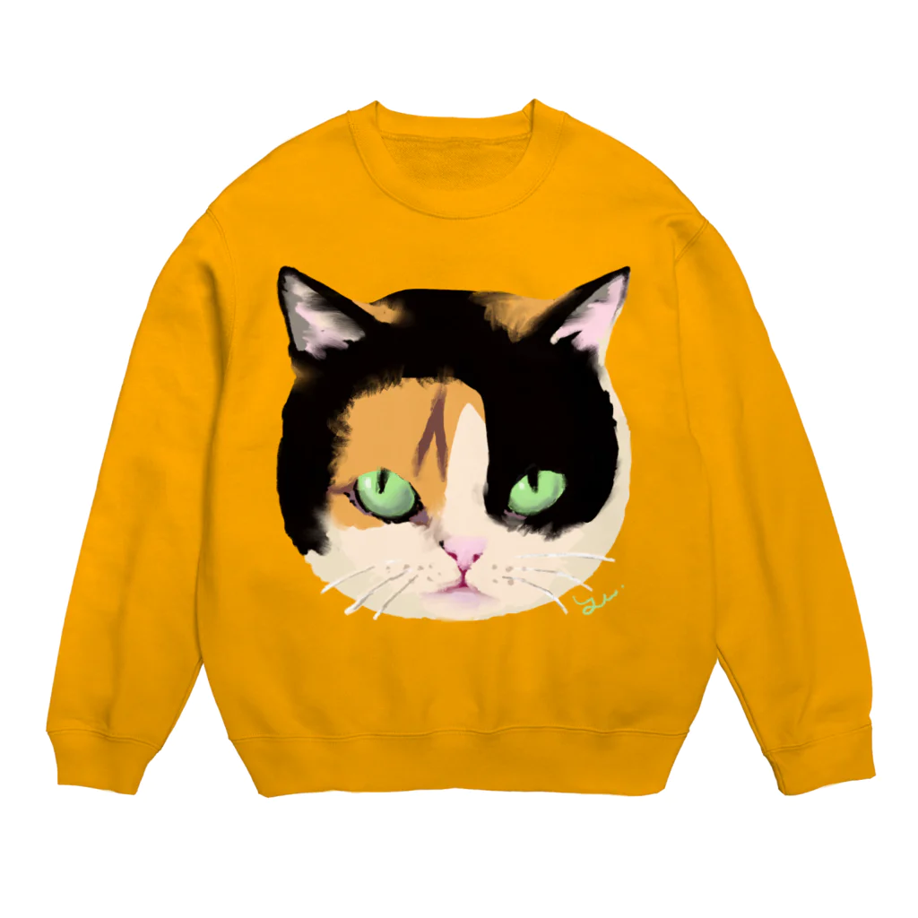 山田雨月shopの三毛猫チー Crew Neck Sweatshirt