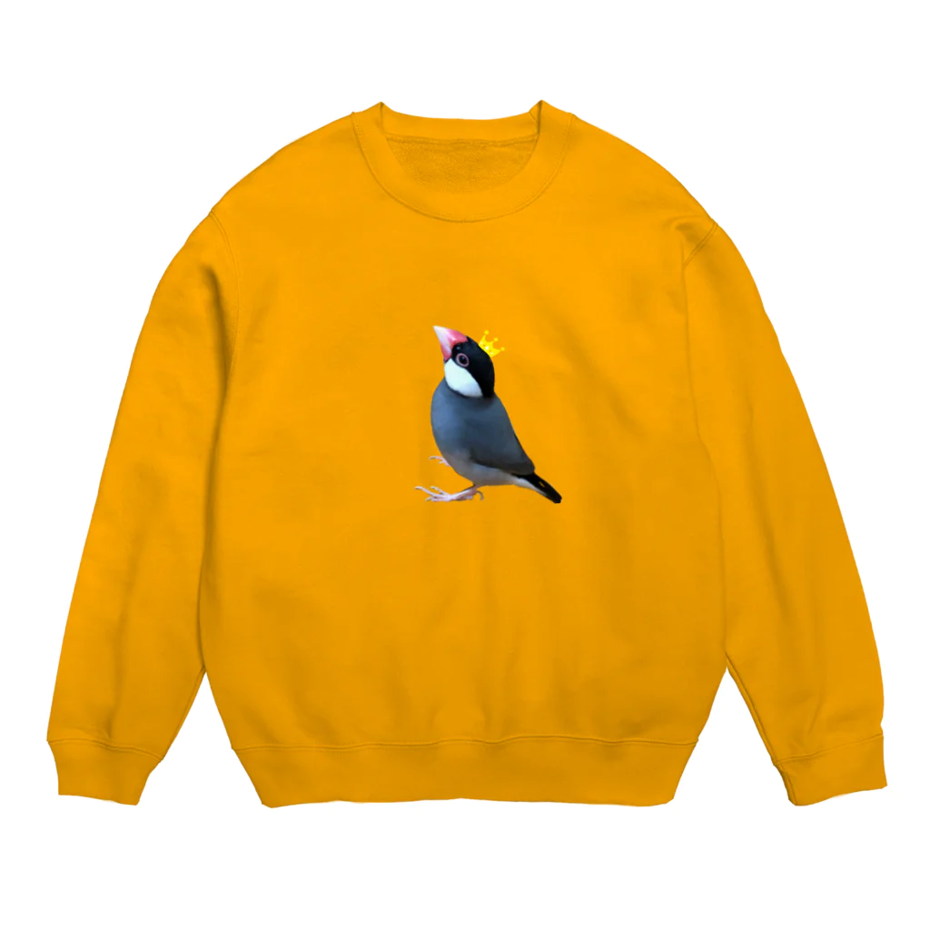 harupink🌸ペット似顔絵illustの文鳥の王様 Crew Neck Sweatshirt