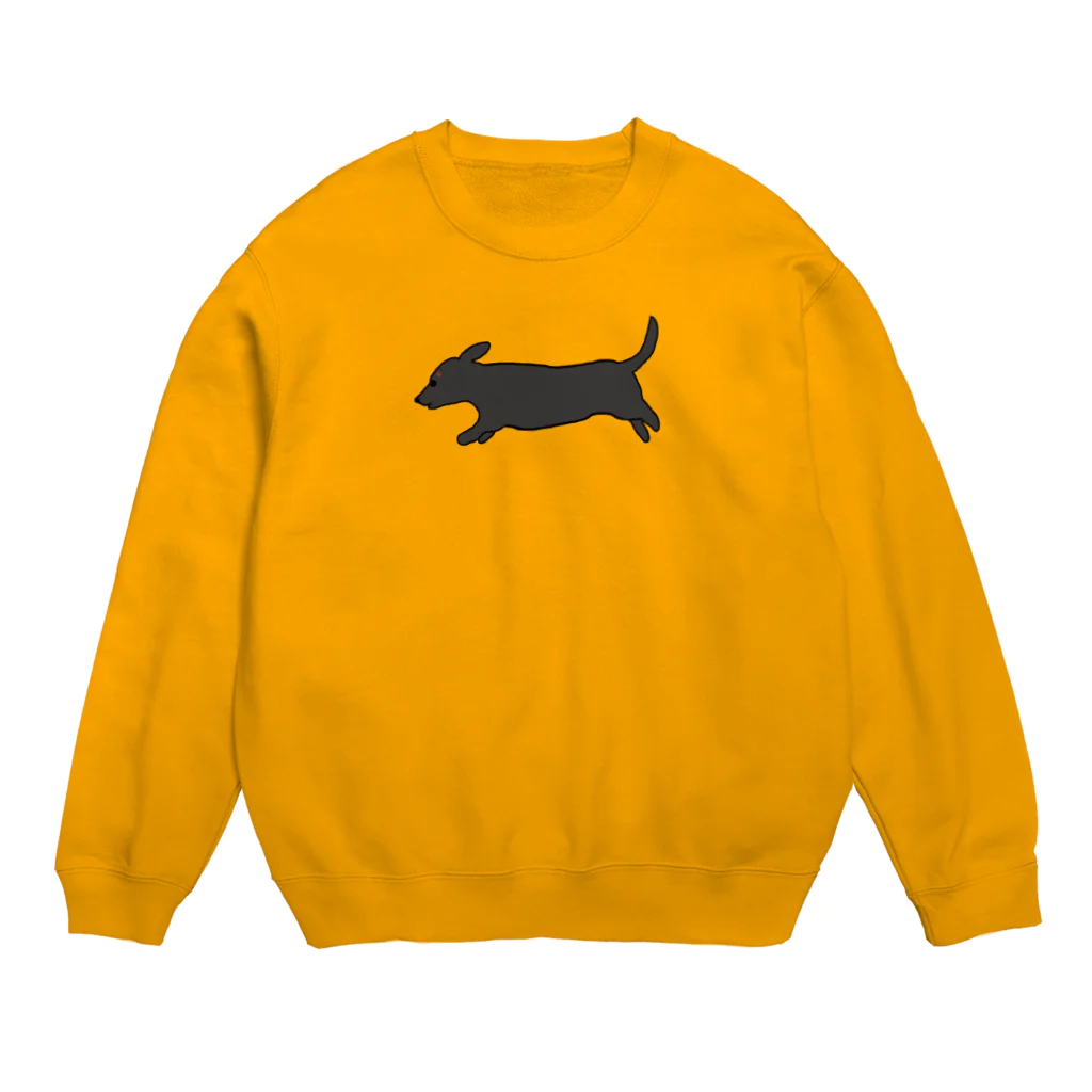 CHOSANAの走る犬 ダックス ブラック Crew Neck Sweatshirt