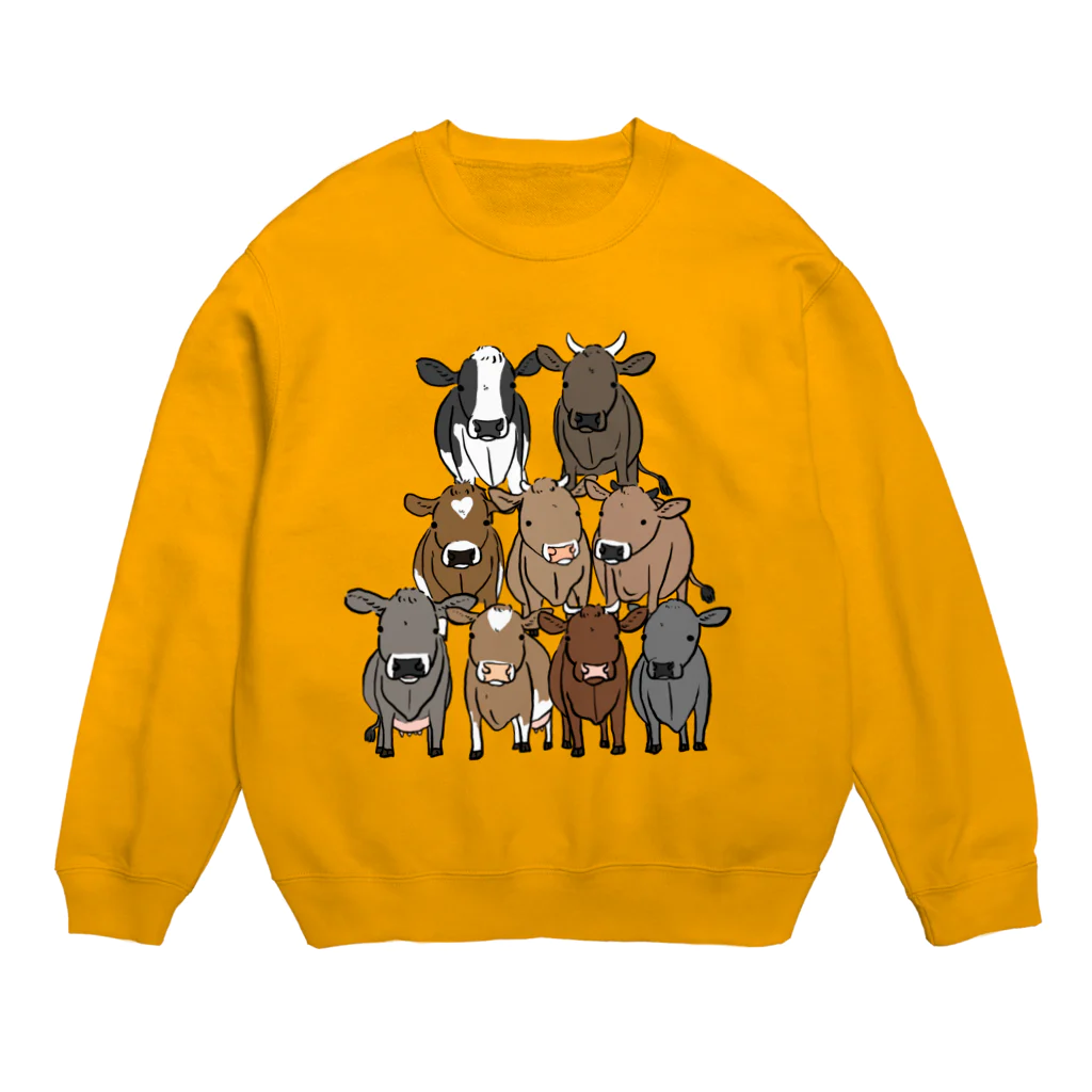 PoccaBocca–すかまるのおみせ–の牛ピラミッド Crew Neck Sweatshirt