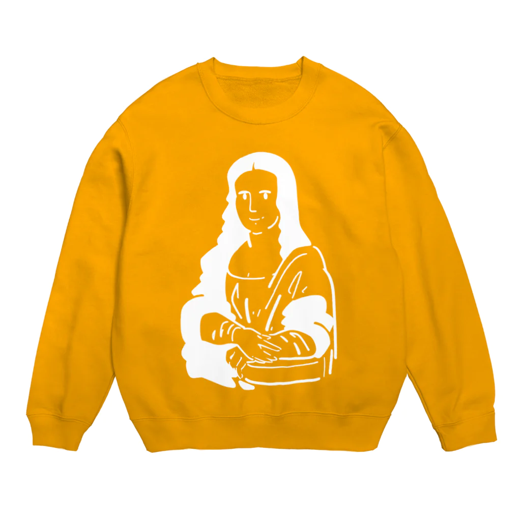 山形屋米店のモナリザ【白プリント】 Crew Neck Sweatshirt