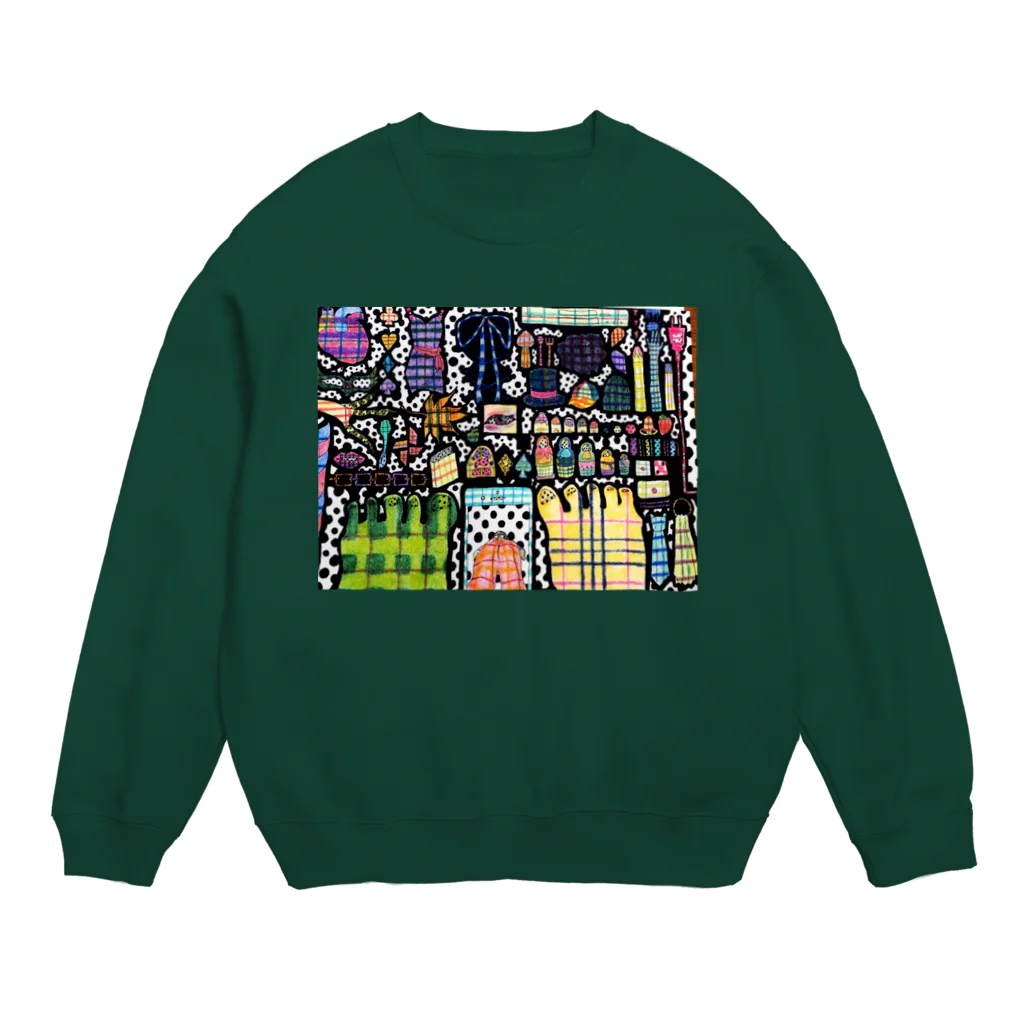 マイティーの展示会場の晴レ、時々水玉、アタシ。 Crew Neck Sweatshirt