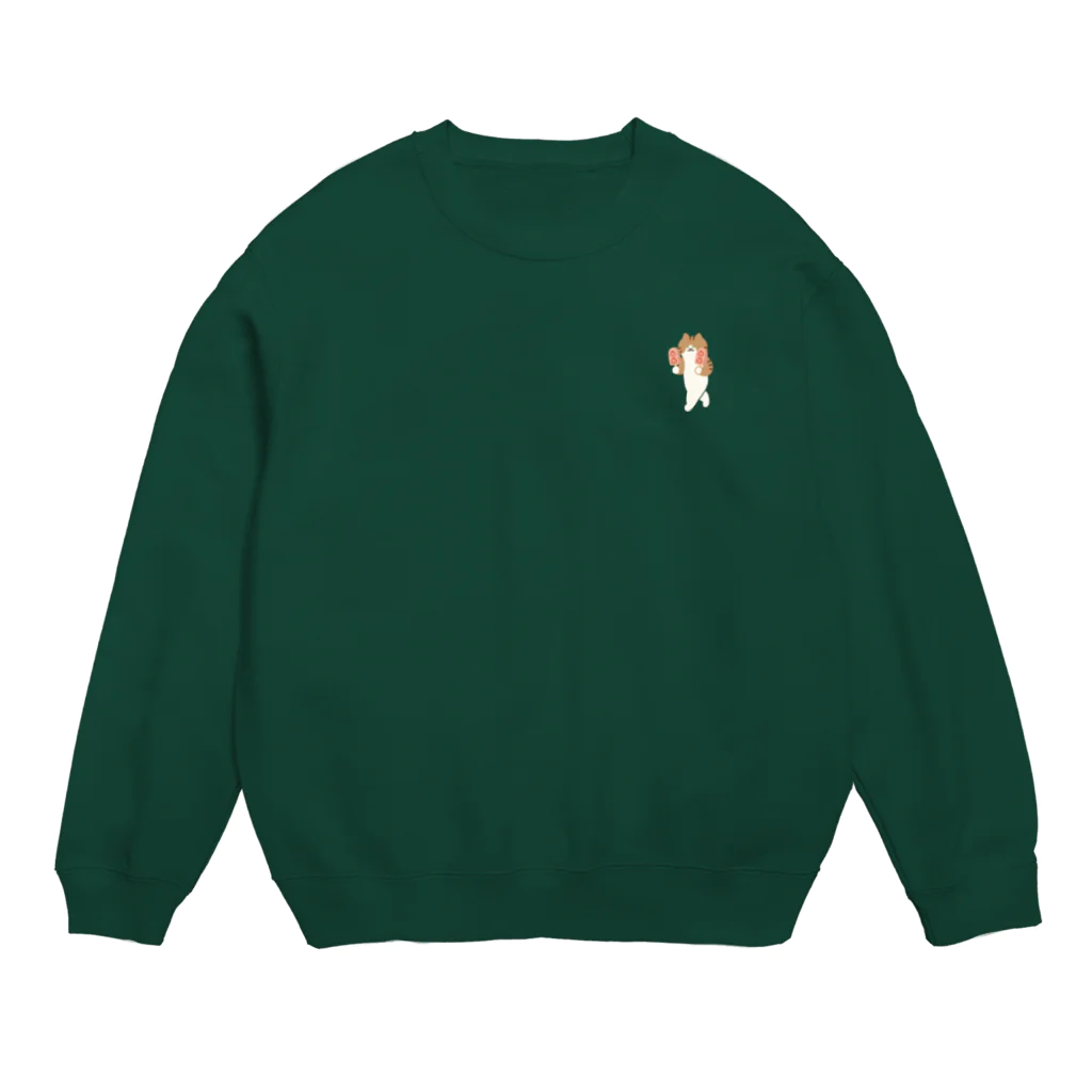 SUIMINグッズのお店の【小】いちごアイスをあざとく運ぶねこ Crew Neck Sweatshirt