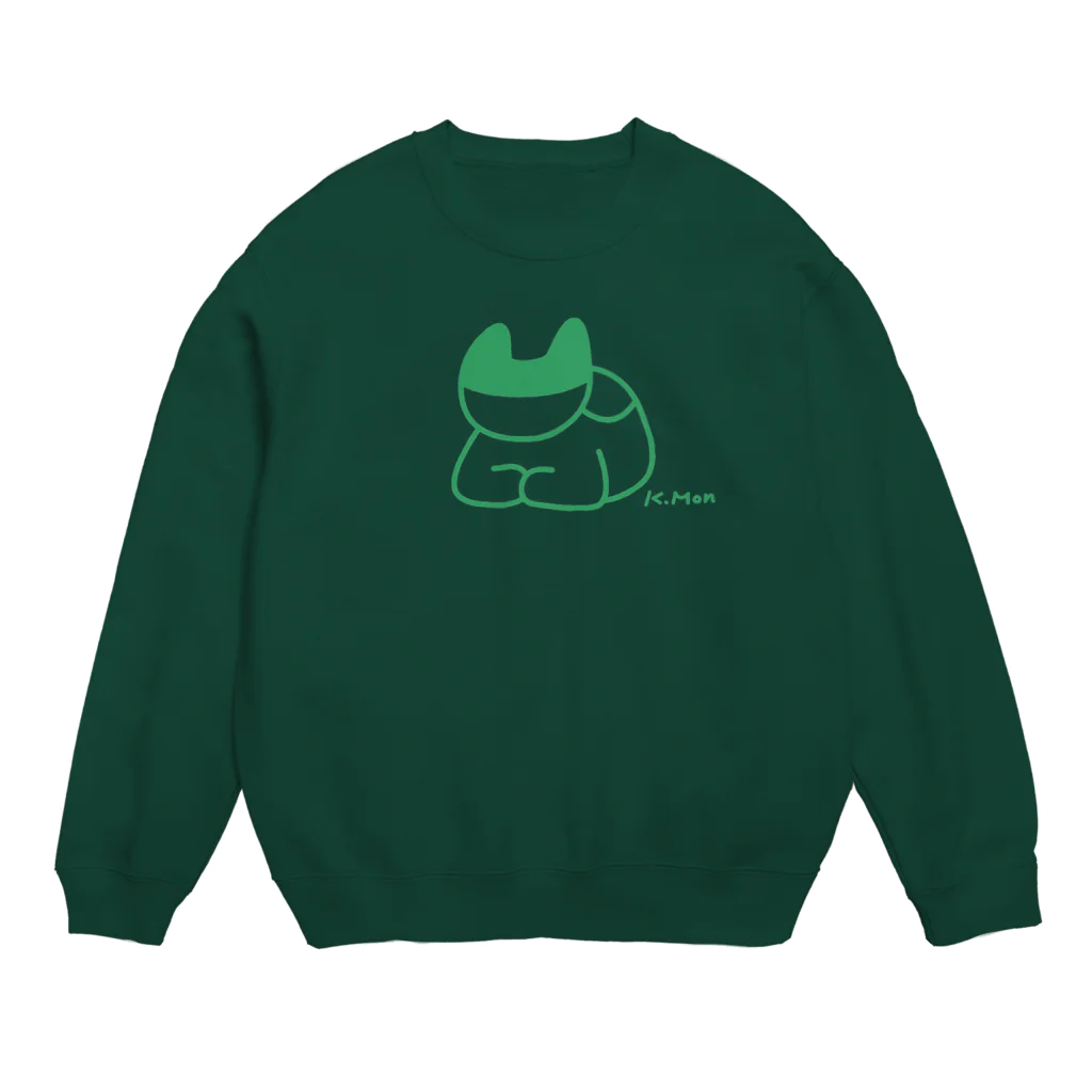 MONKUMIKOの座るこねこ（緑） Crew Neck Sweatshirt