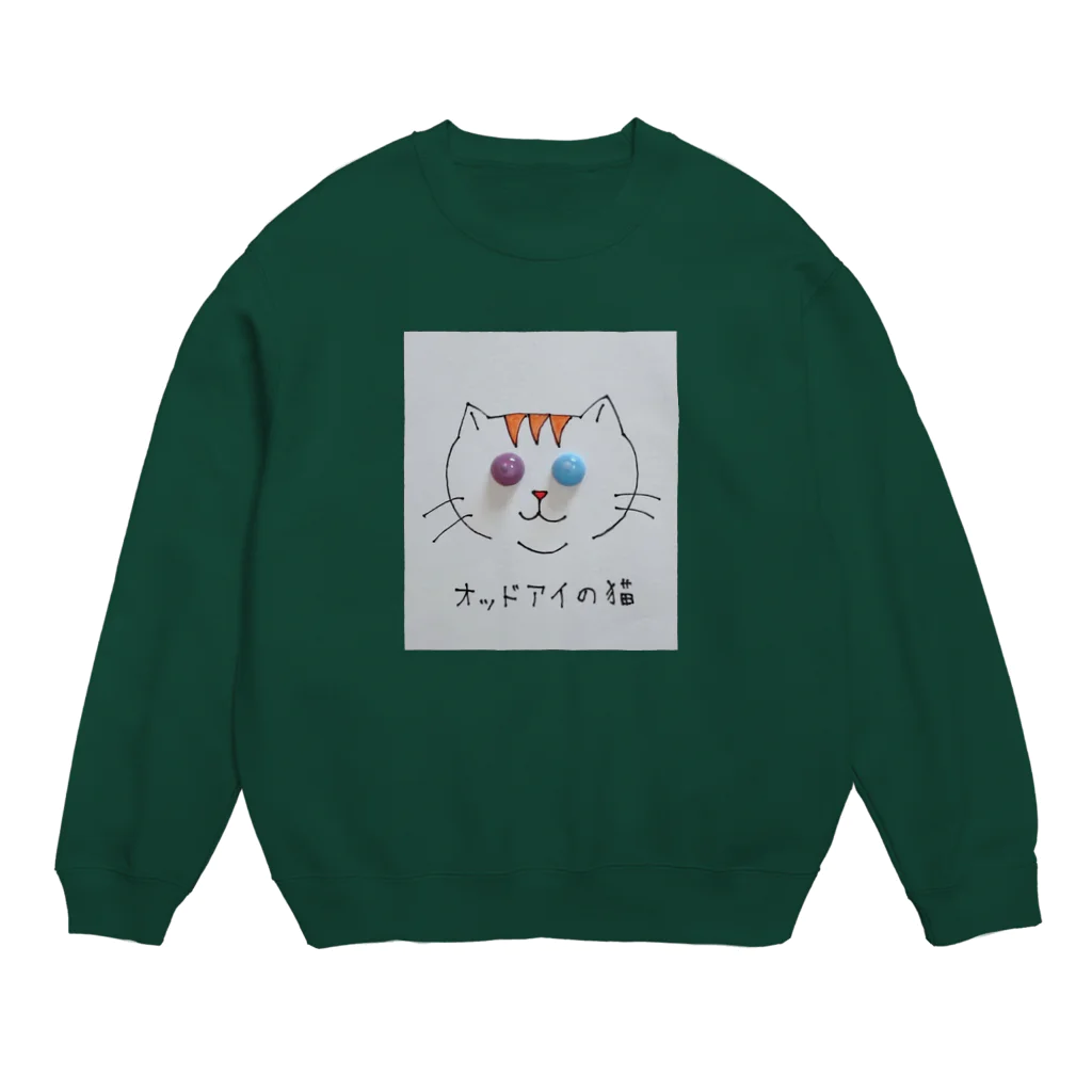 なんかゆるいショップのオッドアイの猫 Crew Neck Sweatshirt