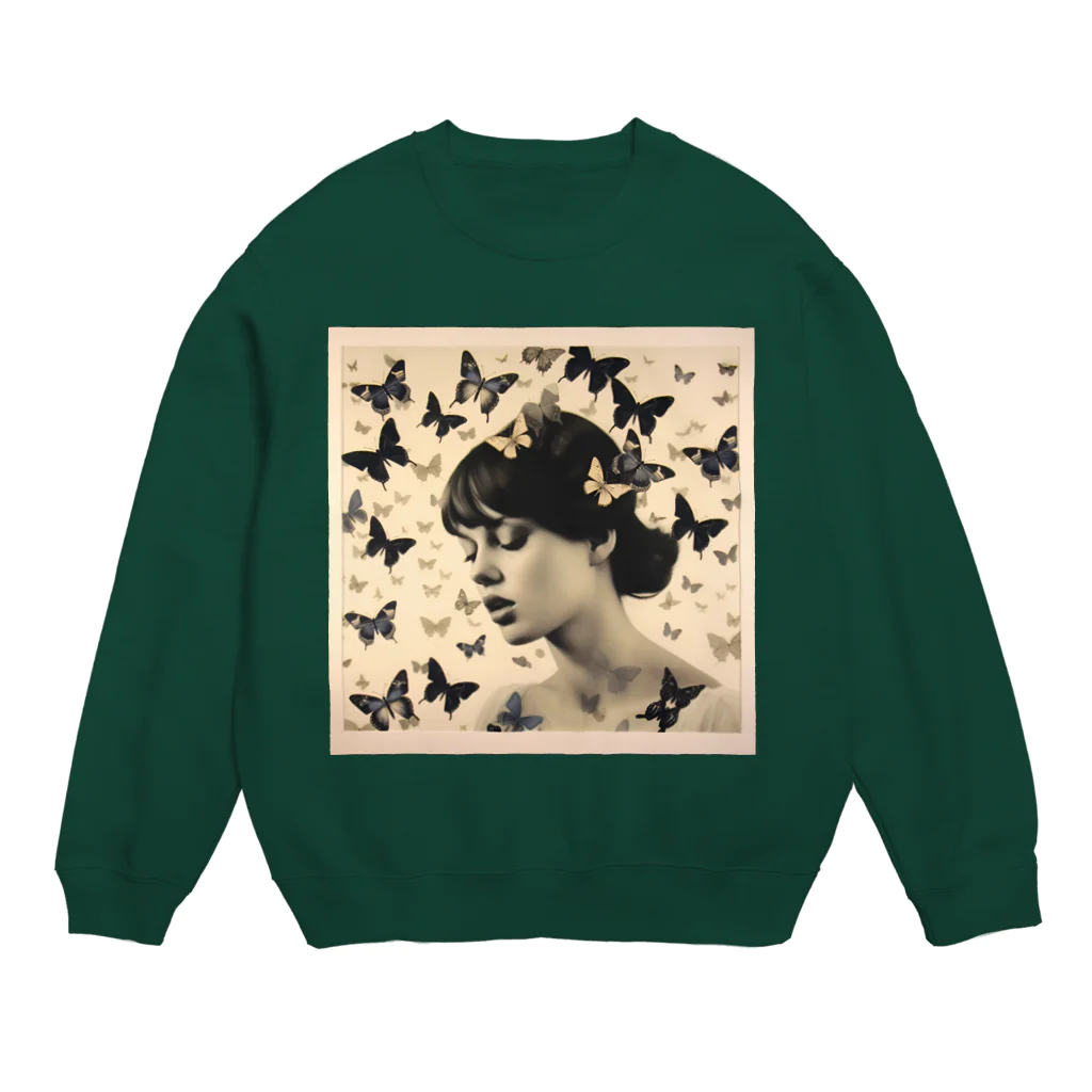 リトルショップオブdaisyの蝶 Crew Neck Sweatshirt