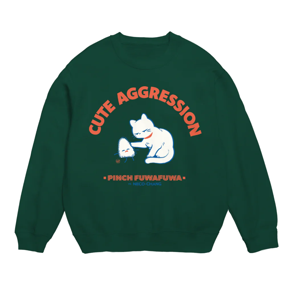 RIYA DAZOのピンチ・フワフワ VS 猫 Crew Neck Sweatshirt