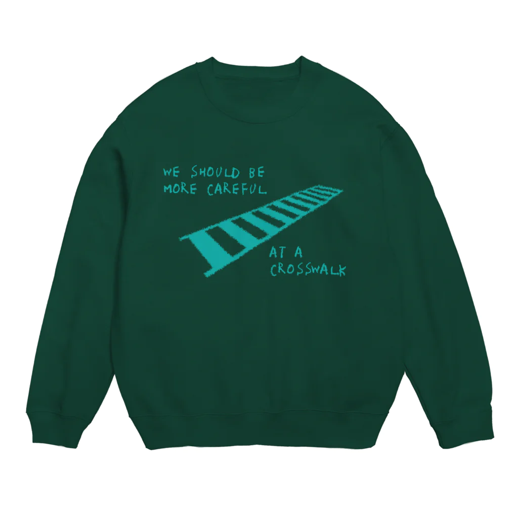 PiZakkuの横断歩道は気をつけよう　水色 Crew Neck Sweatshirt