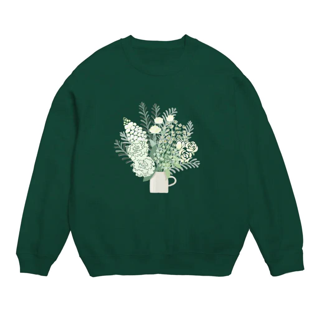 memo-s notesのwhite flower bouquet Crew Neck Sweatshirt