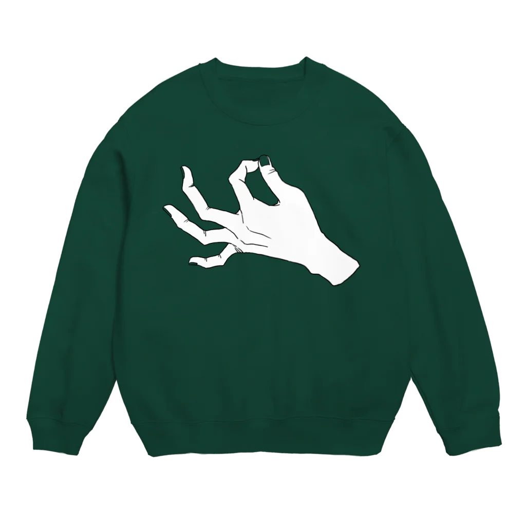 hand and yellowのZIP_爪透過 Crew Neck Sweatshirt