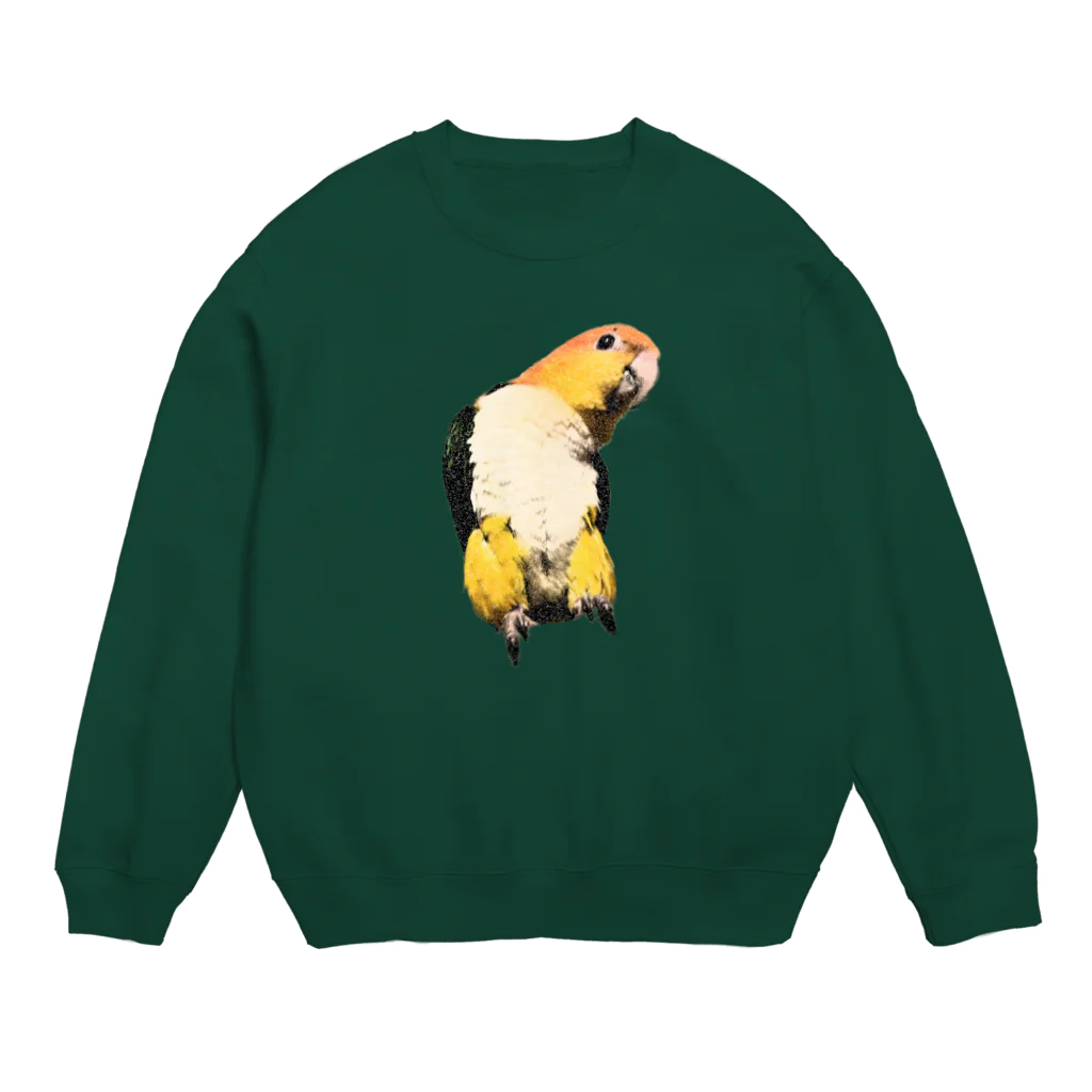 inkono shimobeのどや顔シロハラインコ Crew Neck Sweatshirt