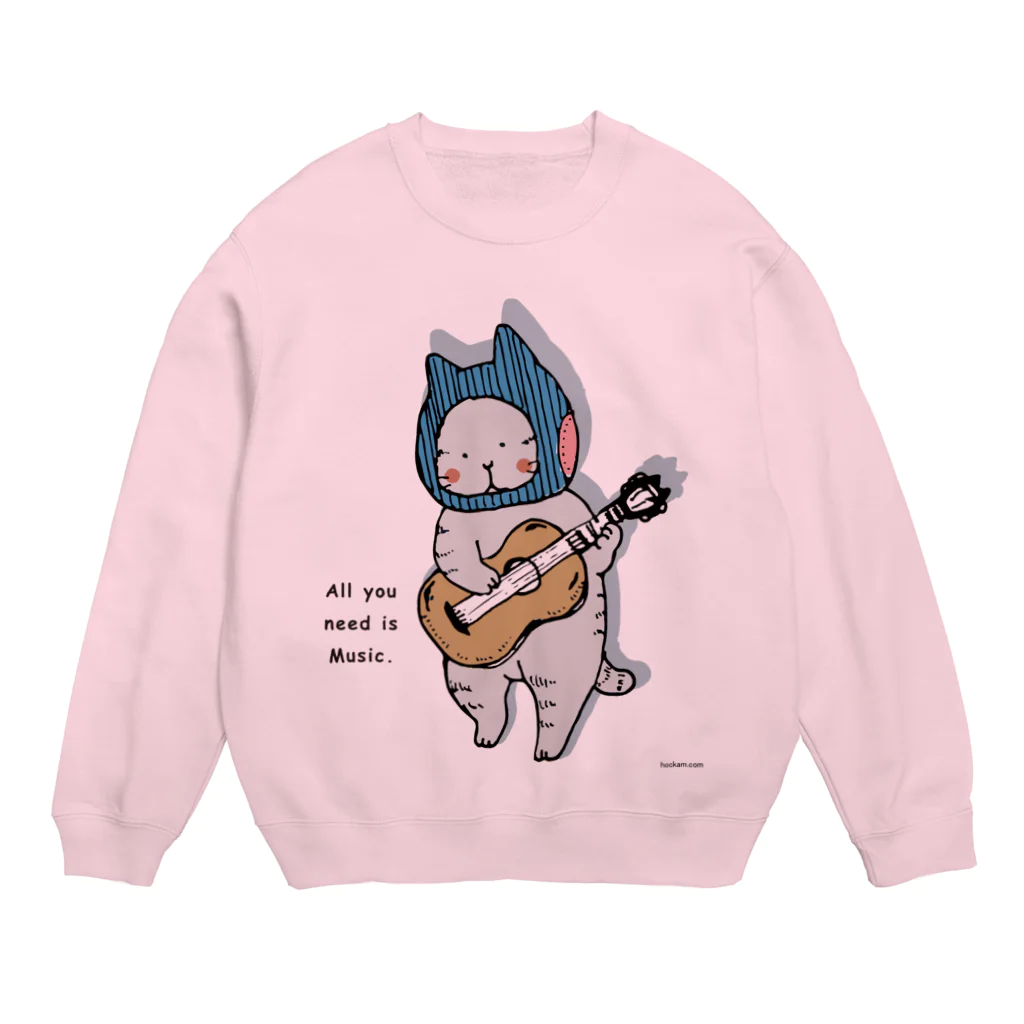 ほっかむねこ屋（アトリエほっかむ）のギターねこ Crew Neck Sweatshirt